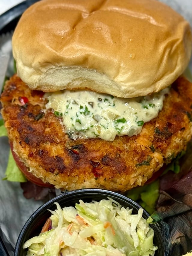 Salmon Patty Sandwich.
